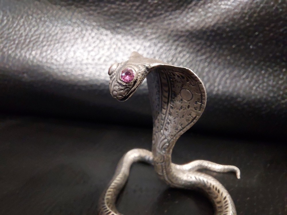 Indian Silver Cobra Ruby Inset Eyes