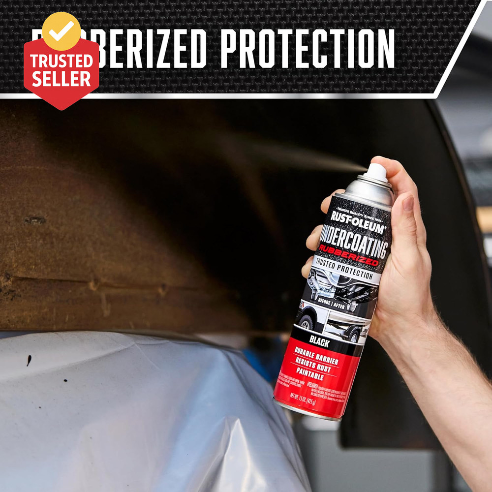 248657-6PK Stops Rust Undercoating Spray, 15 Oz, Rubberized Black, 6 Pack
