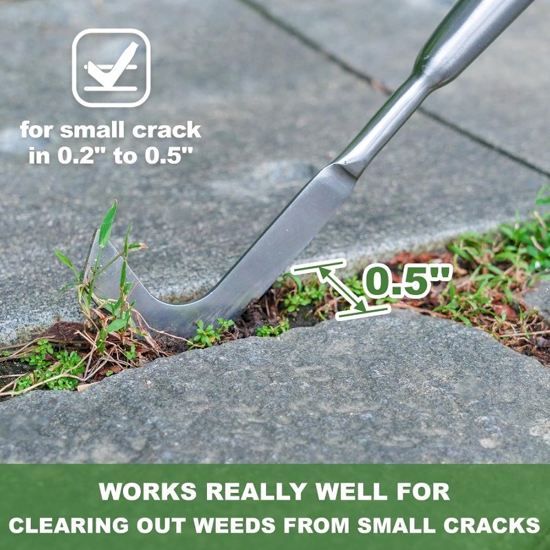 Haliaeetus Long Handle Crack Weeder Tool62''L-Shape Stainless Steel Crevice