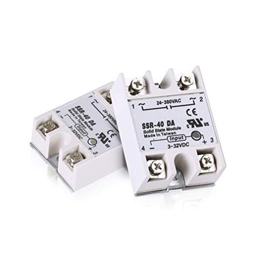 2pcs Solid State Relay Single Phase Semi-Conductor Relay Input 3-32V SSR-40DA