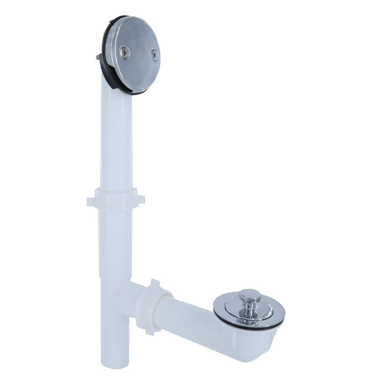DANCO 51933 Plastic Tub Drain Kit for Standard Size Tubs in White and Chrome