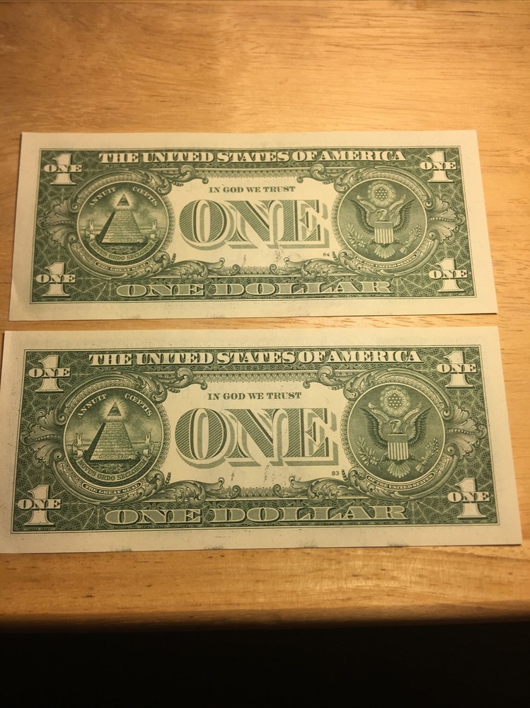2021 Consecutive $1 Bill Errors~wet Ink Transfer On Reverse