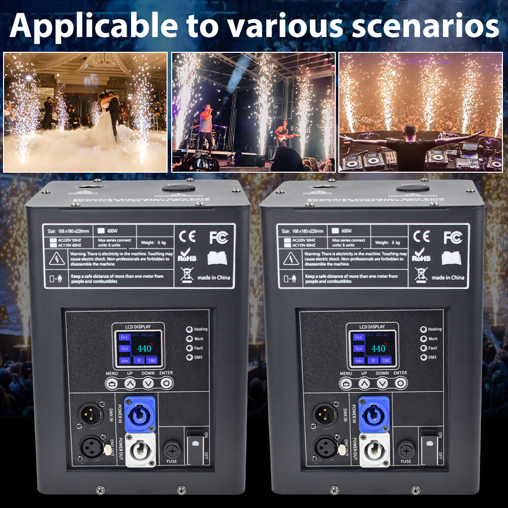 4PCS 750W Cold Spark Firework Machine DMX Stage Effect Wedding w/Flight Case
