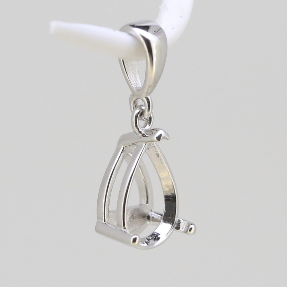 Sterling Silver Semi Mount Pendants Setting Pear PE 10x8mm