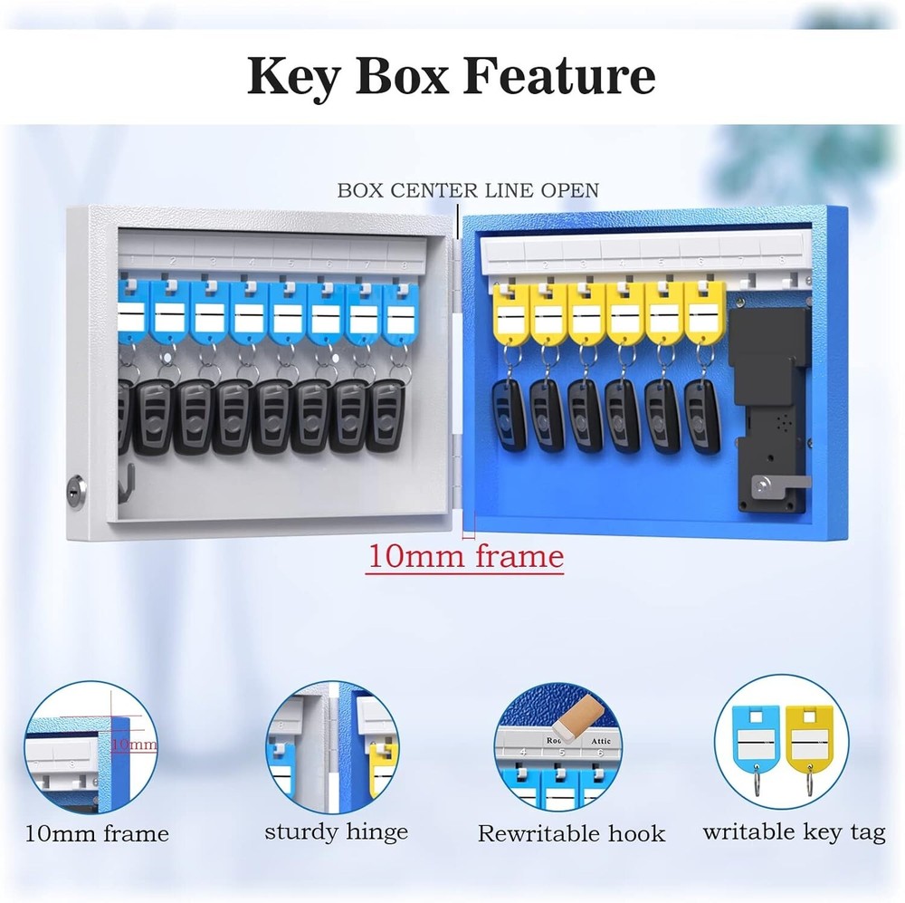 6 Key Lock Box Wall Mount, APP Bluetooth/OTP/Wi-Fi/Fixed Code/Key Unlock, Sma...