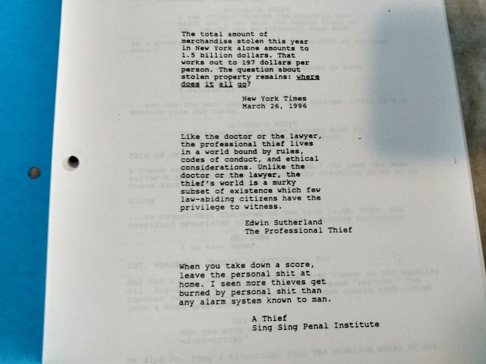 Thieves Screenplay / Movie Script by Chris Brancasto Second Draft Jan,29 1997