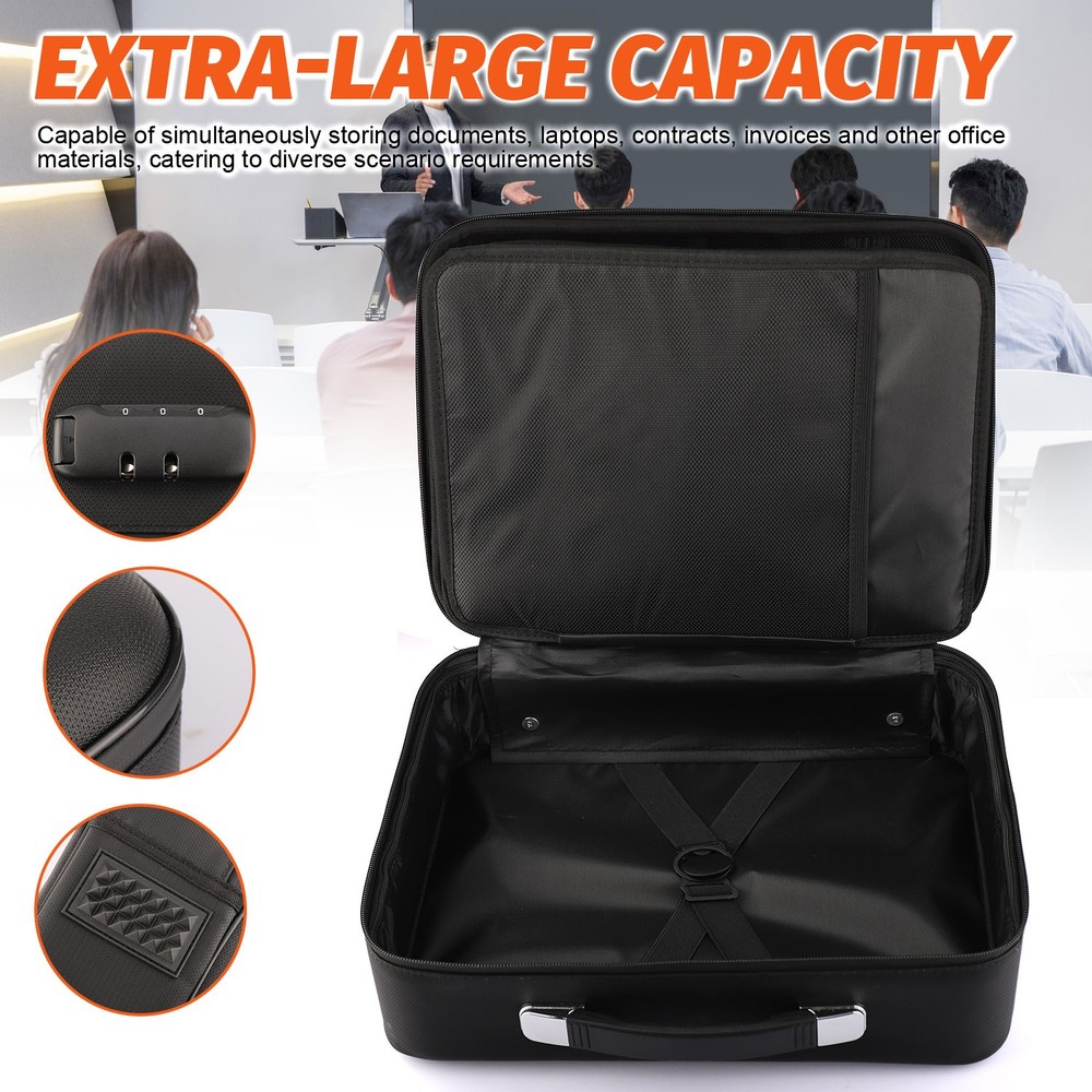 Fireproof Document Box with Lock Hard Case File Organizer Fire Safe