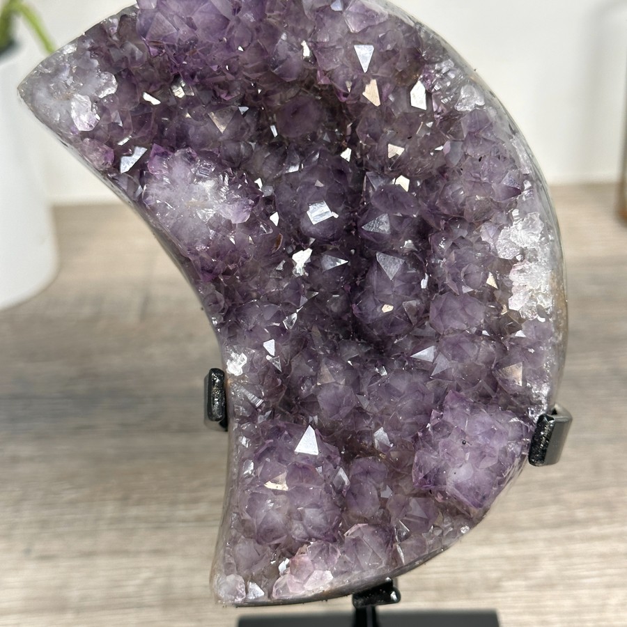 Amethyst Moon Shape Crystal Cluster on Stand. MWS2576
