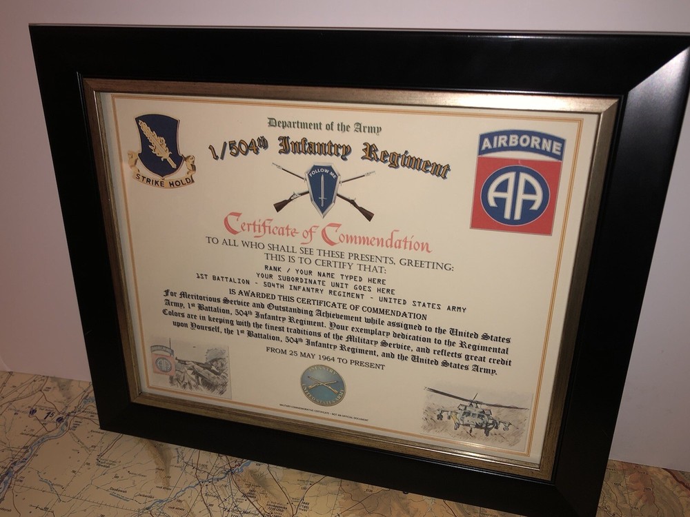 1/504TH INFANTRY REGIMENT (82 ABN) COMMEMORATIVE - CERTIFICATE OF COMMENDATION