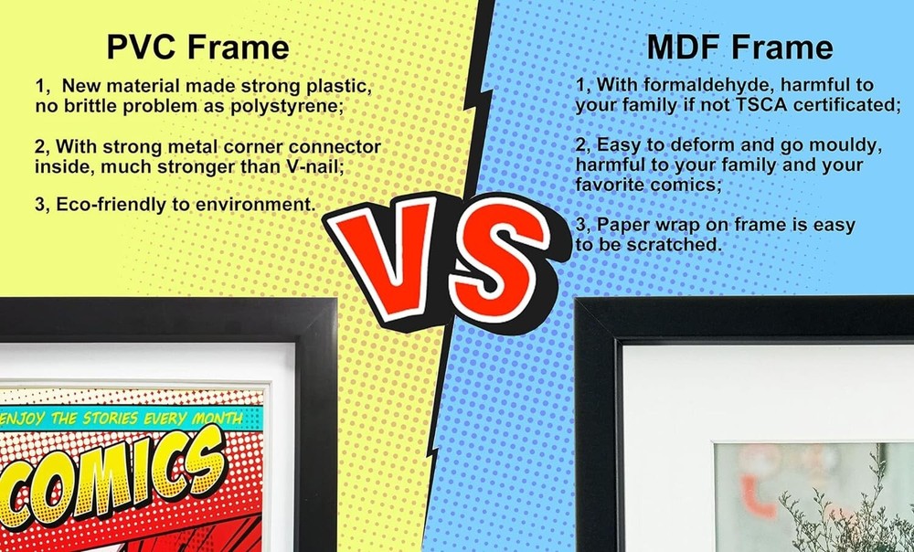 Premium Comic Book Frame Set - Real Glass - UV Protection - Versatile - 4 Pack