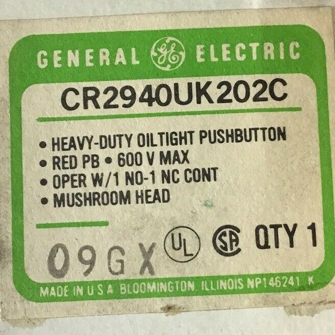 GENERAL ELECTRIC CR2940UK202C PUSHBUTTON RED MUSHROOM HEAD