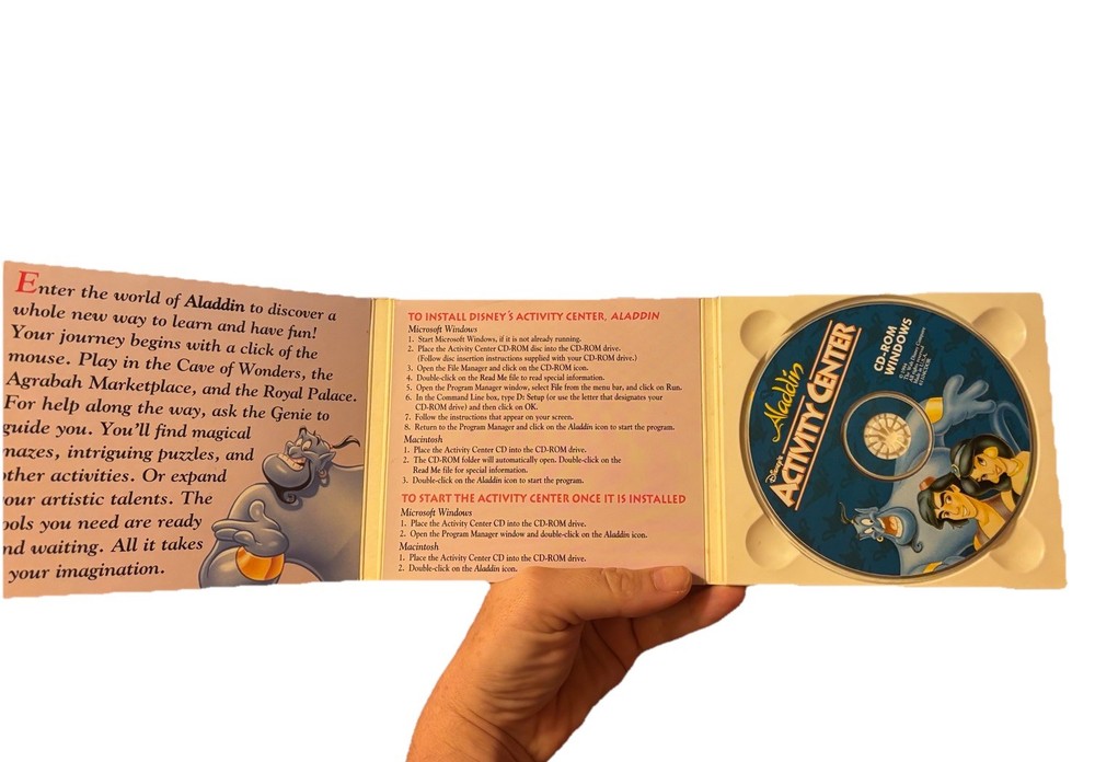 Vintage Disney Aladdin Activity CD ROM PC Game 1995 Windows Complete Box CIB