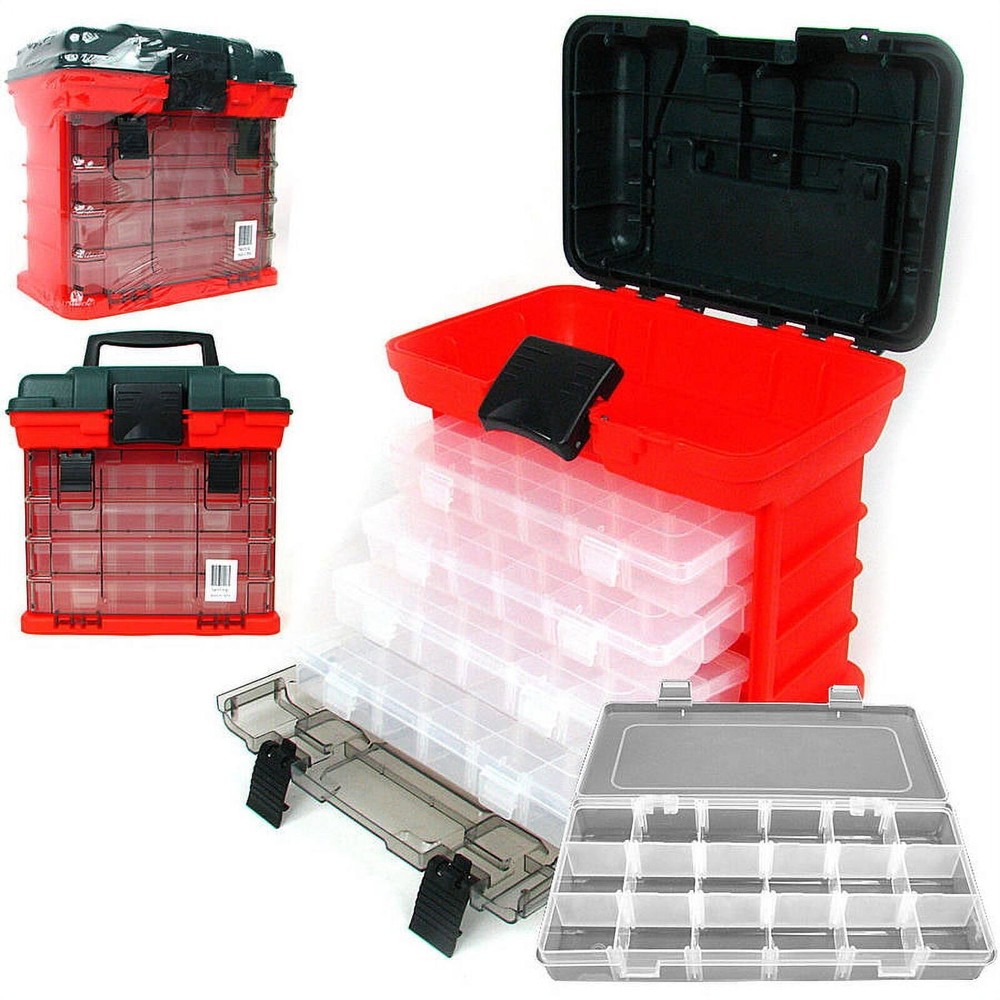 Portable 4-Drawers Storage Tool Box Multipurpose Organizer Tool Tray Toolbox NEW