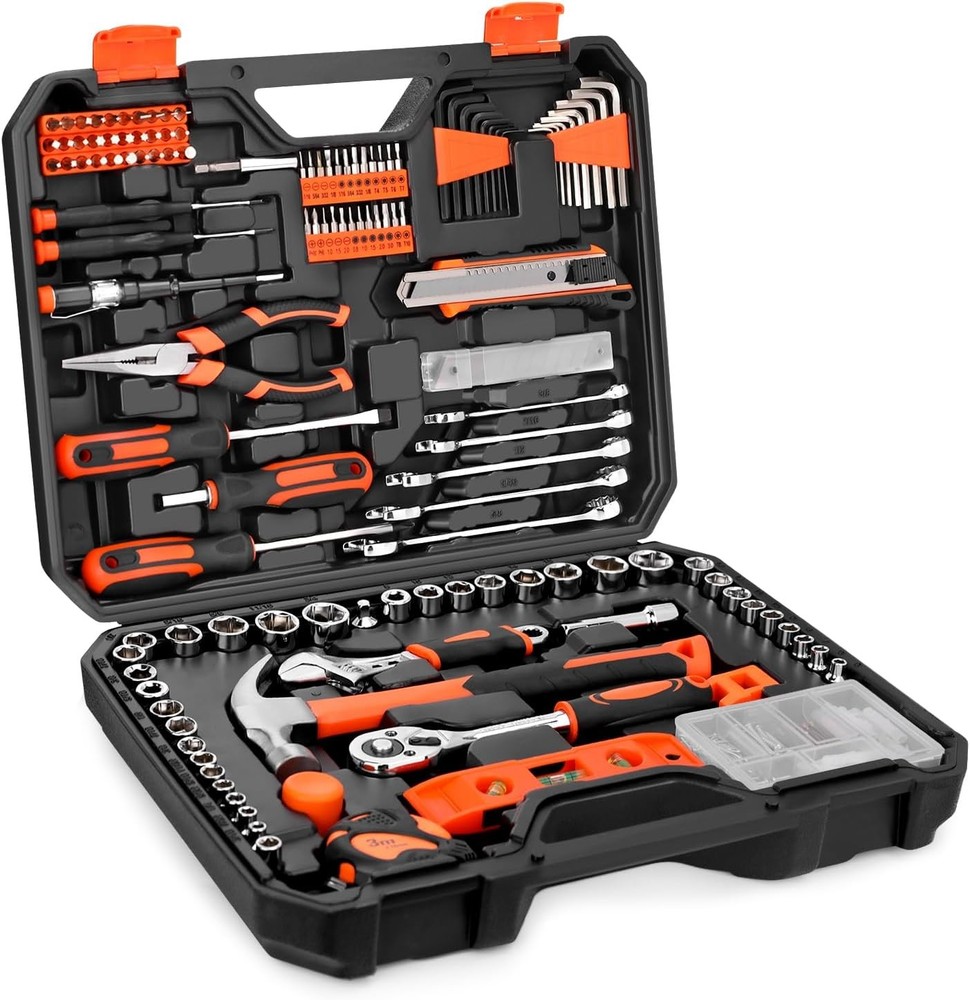248-Piece Tool Set General Household Hand Tool Kit W/ Plastic Toolbox Storage