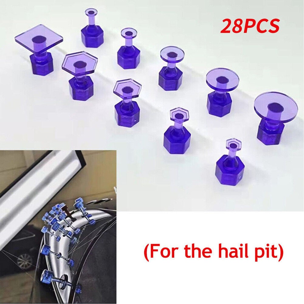 28-Pcs Purple Puller Tabs Paintless Dent Repair Tabs Glue Pulling Tabs-Kit
