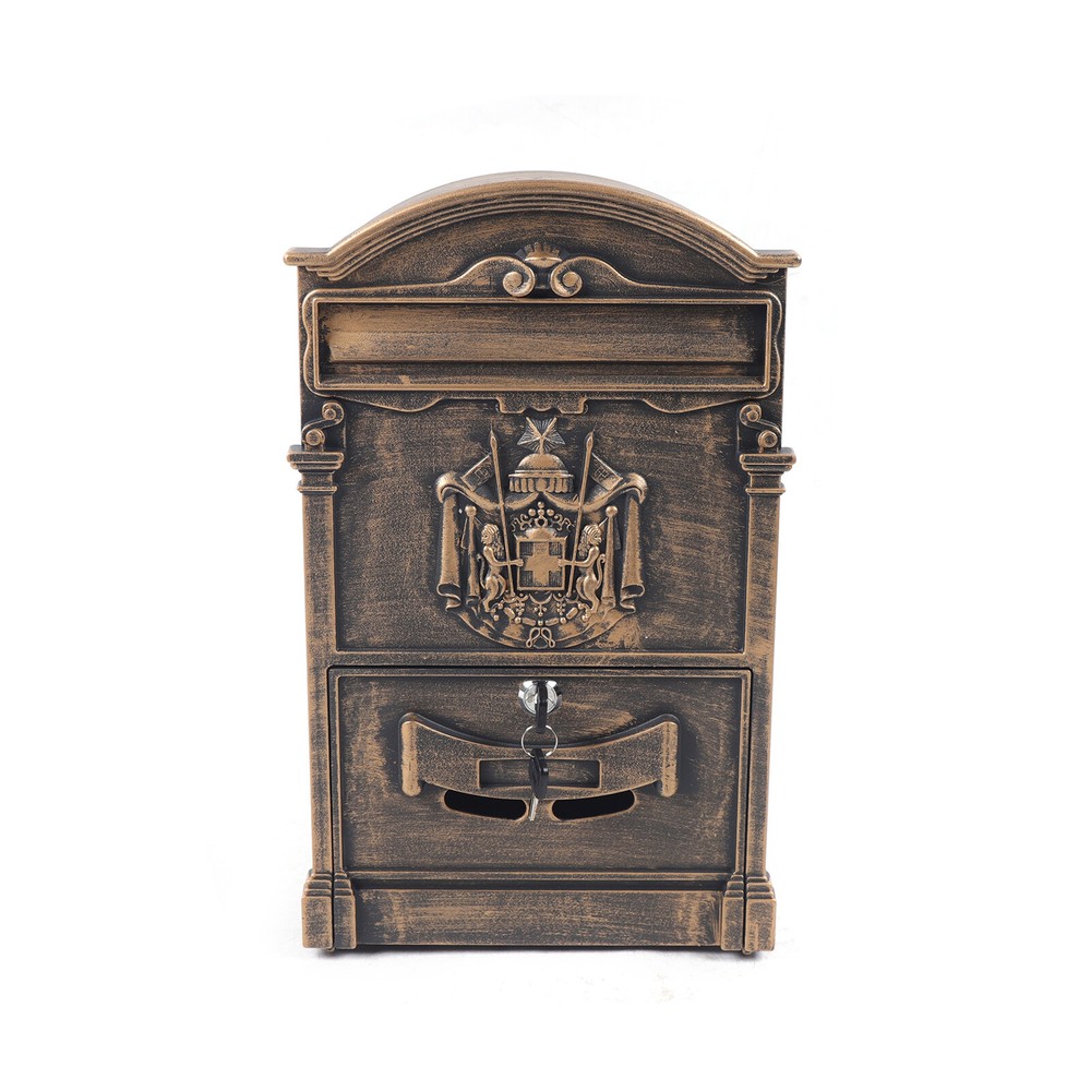 European Retro Wall-Mounted Mailbox with Lock and Viewing Windows