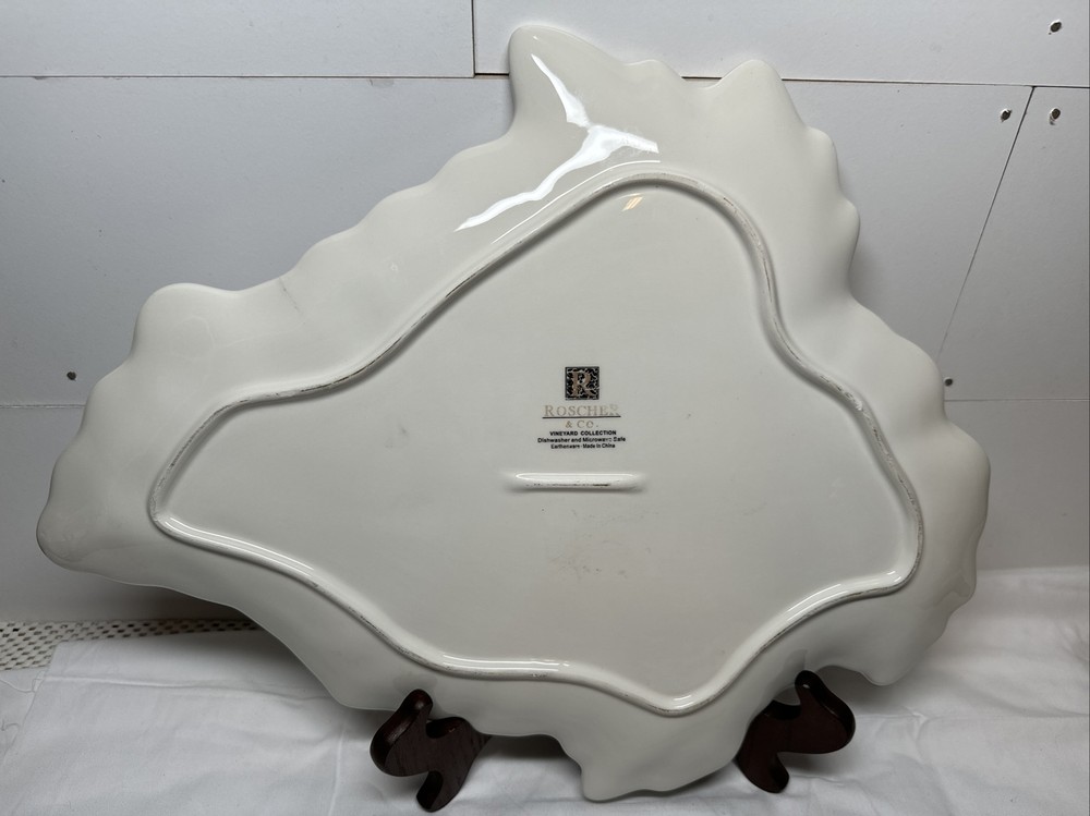 Roscher & Co Vineyard Collection Stoneware White Serving Platter Tray