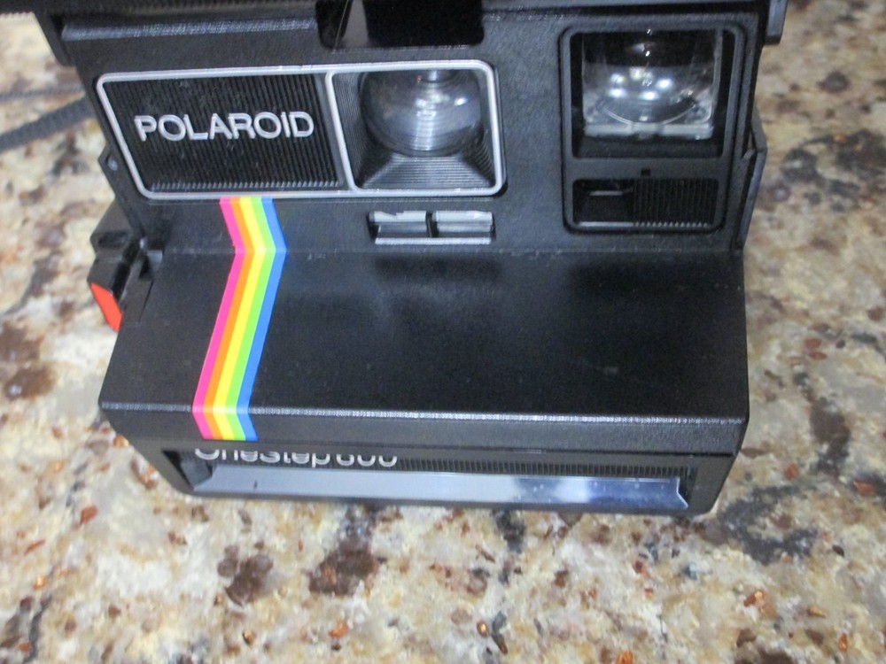 Vtg. Polaroid One Step 600 Rainbow Stripe Instant Camera - Missing Eyepiece