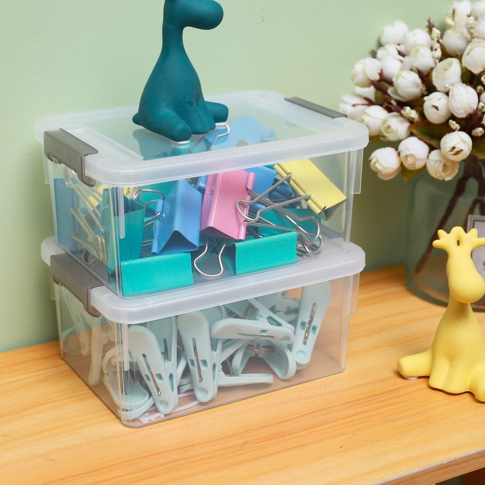 Citylife 1.3 QT 8 Packs Small Storage Bins Plastic Storage Container Stackabl...