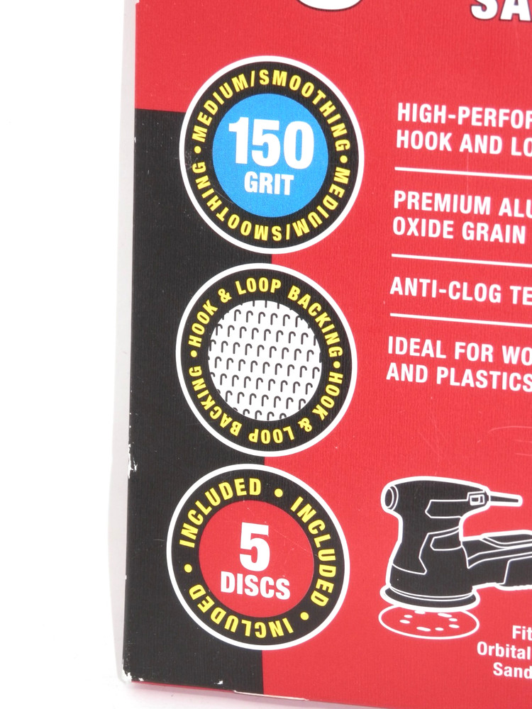 Bauer 5" Hook & Loop Universal Pattern Sanding Discs 5 Count 150 Grit NEW