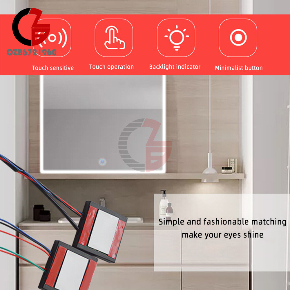 DC 12V Touch Sensor Control Switch On/Off For Glass Lamp Bath Mirror Light LED