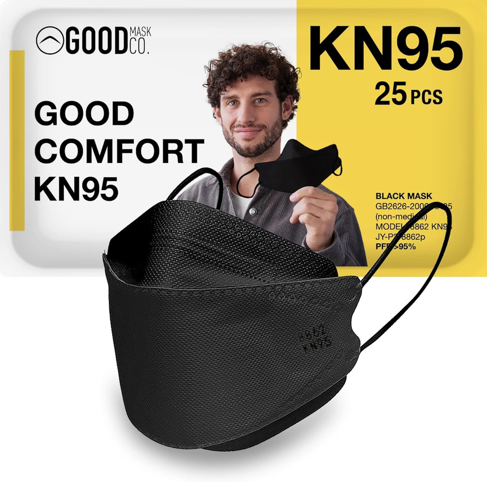 Good Comfort KN95 Face Mask, Disposable, Folding, Comfortable, Bulk (25 Pack,...