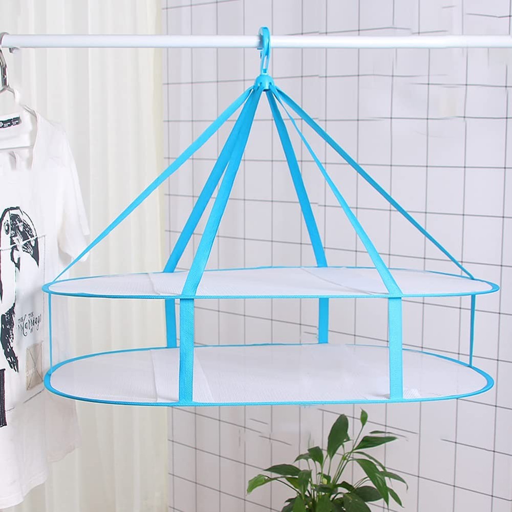 2 Tier Foldable Hanging Mesh Dryer,Sweater Drying Rack Network Foldable Dryin...