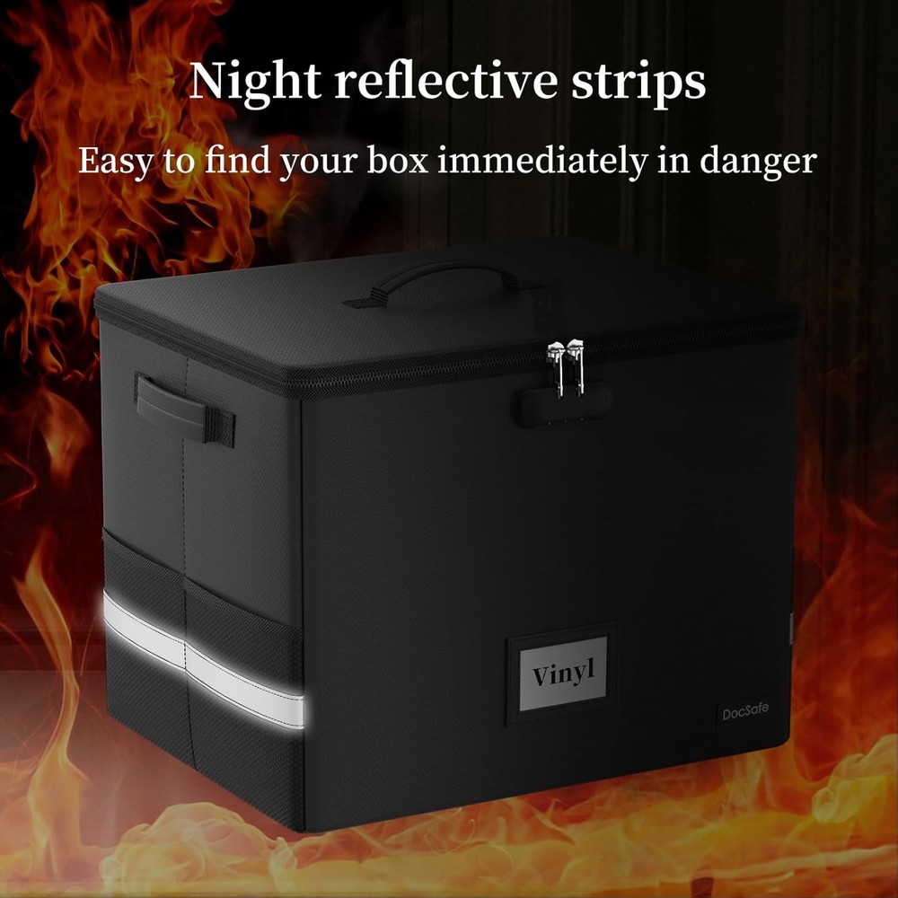 NEW.Fire-Resistant Vinyl Record Storage Box (Lockable)