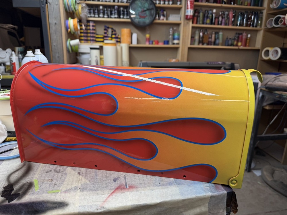 Custom Painted Hotrod Flamed Mailbox
