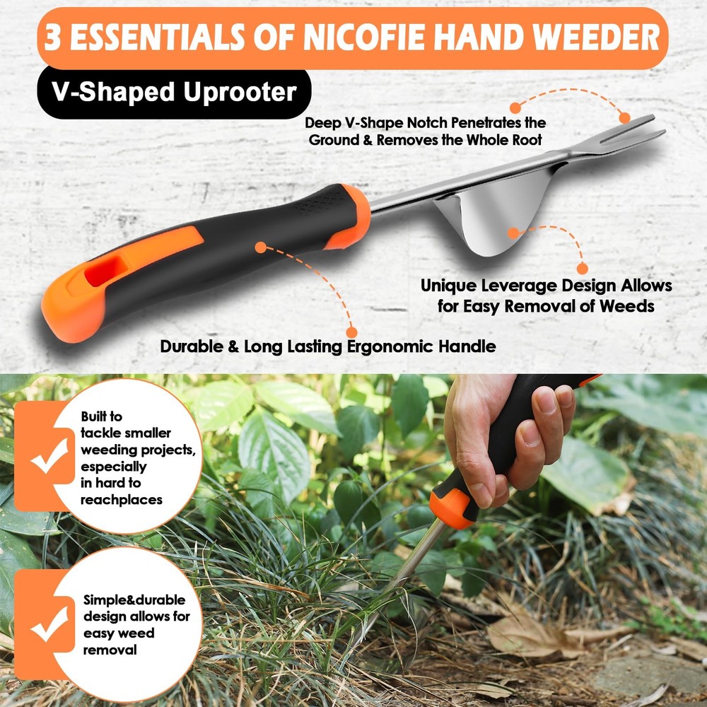 2026 Hand Weeder Tool, Rubber Handle Manual Weeder Puller Tool, Uprooting Wee...