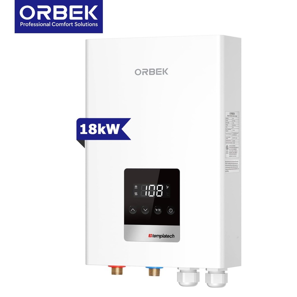 ORBEK 18KW Electric Tankless Water Heater Instant Hot Boiler for Whole House