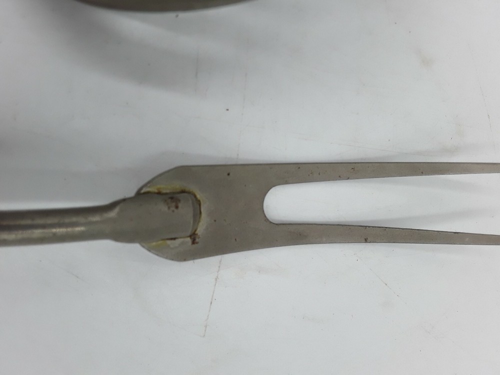 Vintage EKCO Slotted Spoon and Serving Fork Gold Plastic Handle