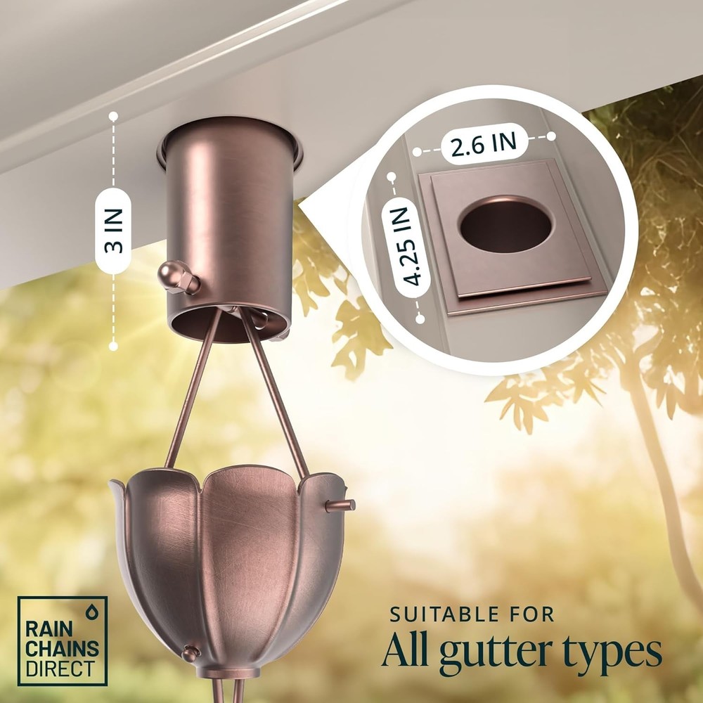Rain Chain Gutter Adapter/installer In Pure Copper