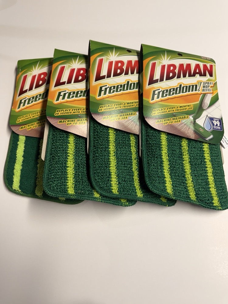 Libman Freedom Microfiber Spray Mop Refill Pads Green Yellow 4-Pack