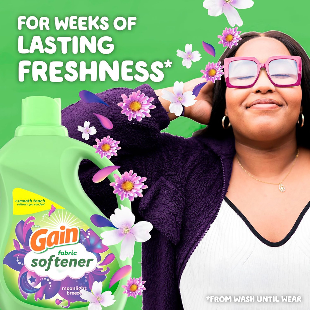 Moonlight Breeze Fabric Softener, 140 FL OZ, 190 Load, Smooth Touch Laundry Cond