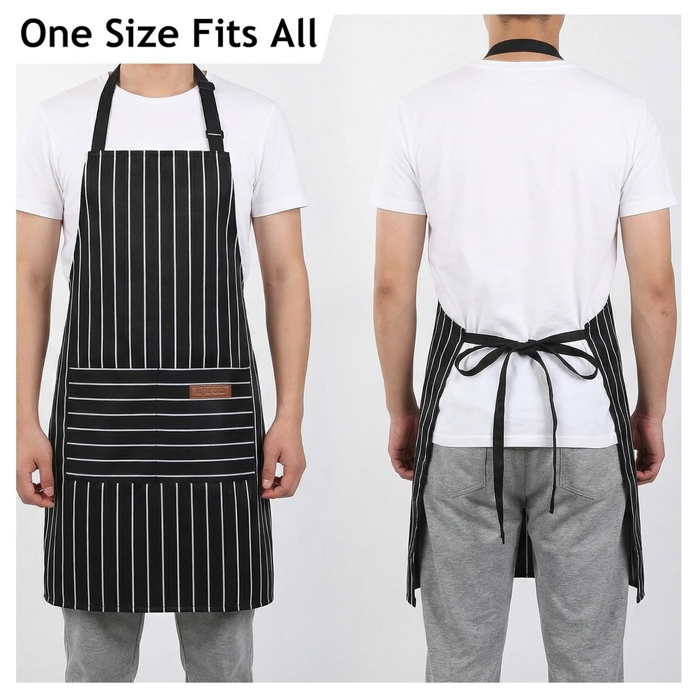 3 Pack Kitchen Cooking Aprons, Adjustable Bib Chef Apron with 2 Pockets for W...