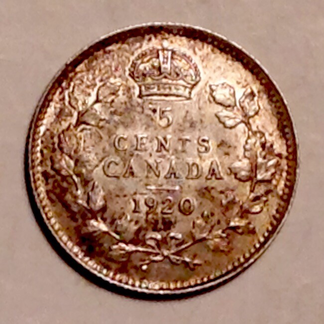 ~ 1920 Canada George V Five 5 Cents