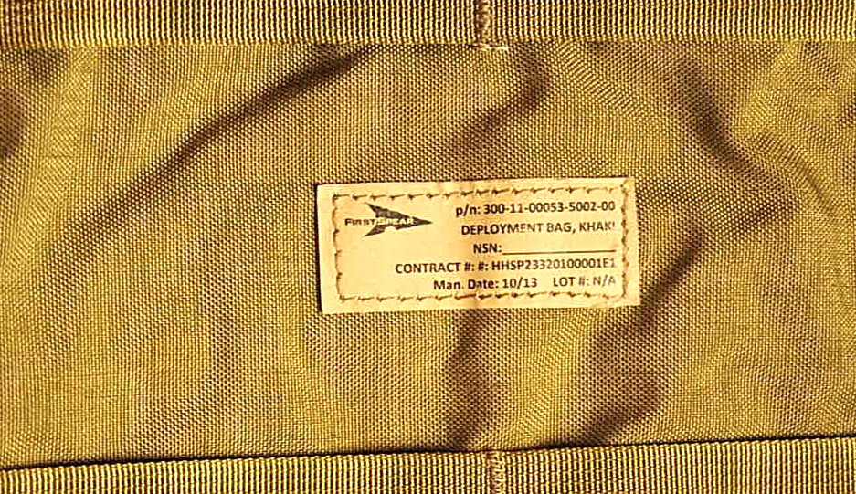 First Spear Khaki MOLLE Deployment Bag Large with shoulder straps