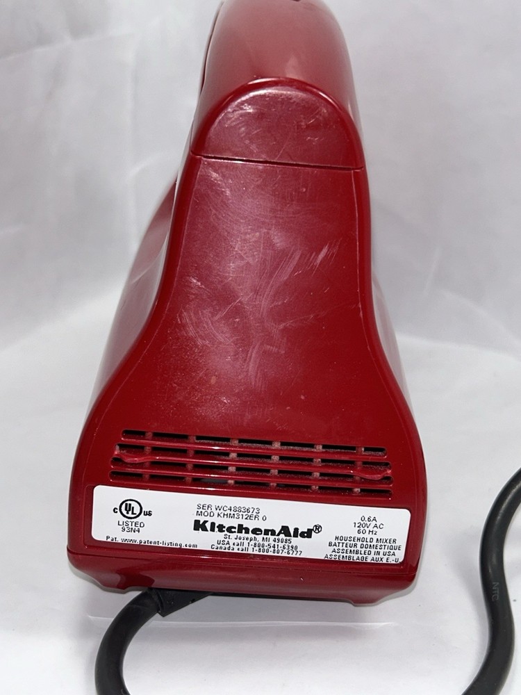 KitchenAid 3 Speed Red Hand Mixer Model KHM312ER - TESTED