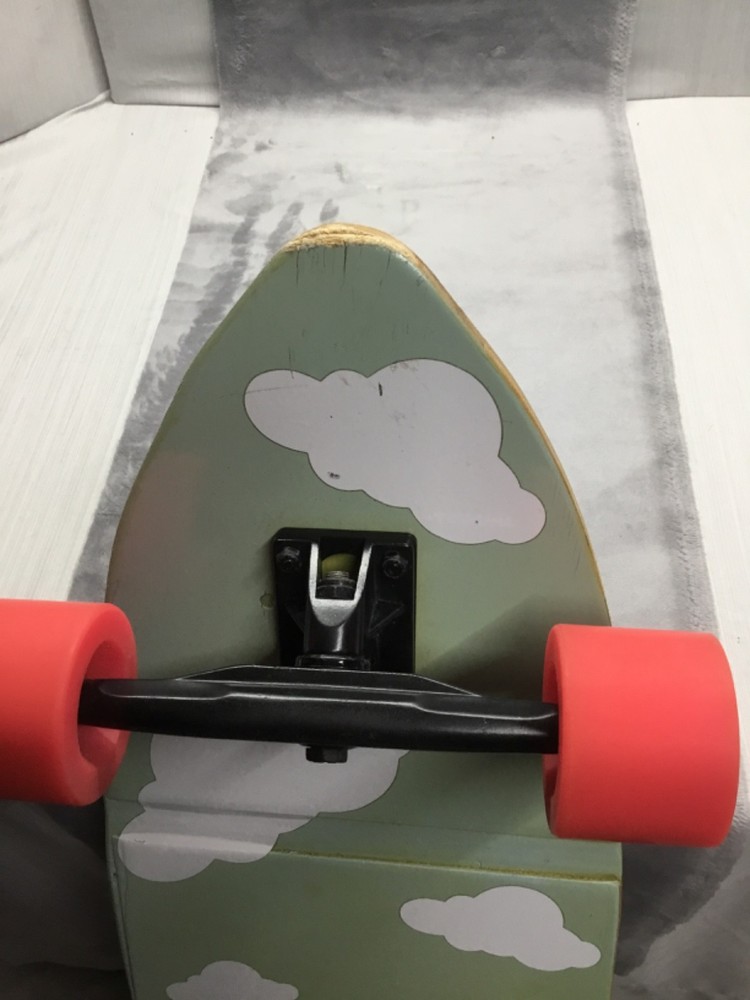 longboard or cruiser skatboard with custom cloud pattern
