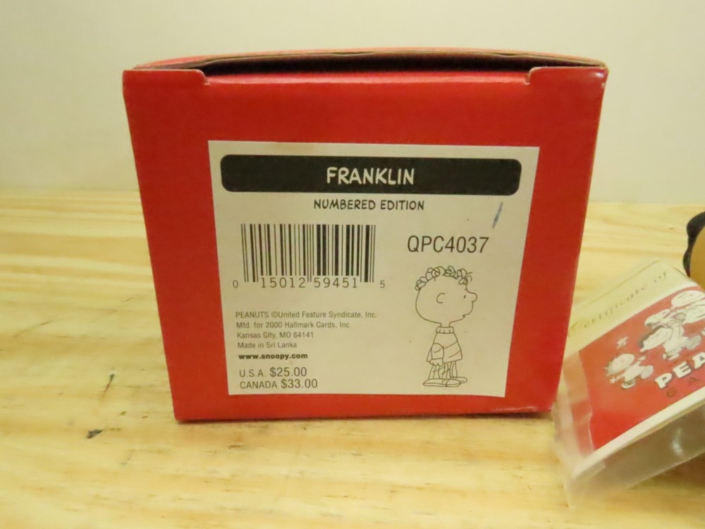 Peanuts Hallmark Franklin Jointed Figurine Limited Edition With Box QPC4037