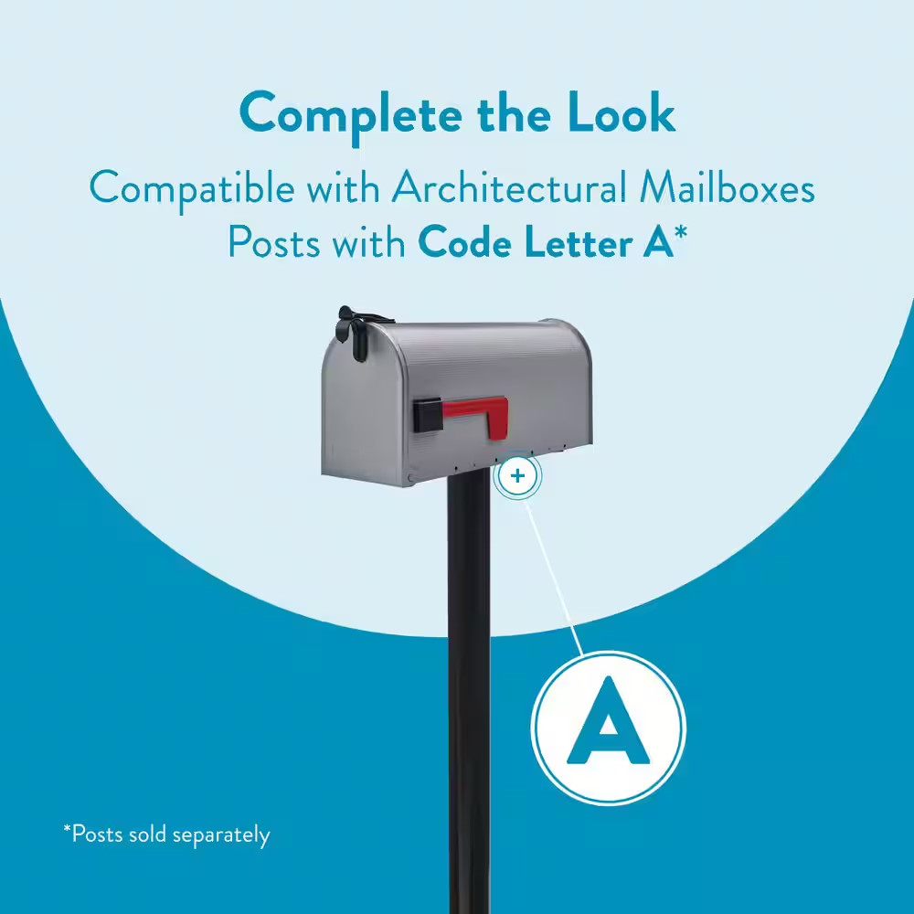 Architectural Mailboxes Grayson Medium Steel Post Mount Mailbox Gray ST1000AM