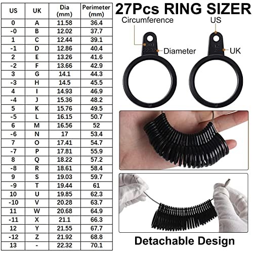 11Pcs Ring Sizer Measuring Tool, Premium Ring Making Kit with Ring Mandrel
