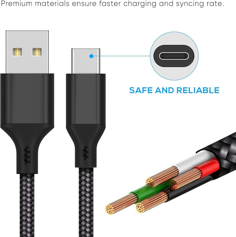 16.4FT USB Type C Charging Cable for PS5/Xbox Series Controllers - Nylon Braided