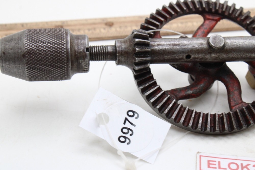 Antique 11" Hand Crank Eggbeater Drill Tool Only