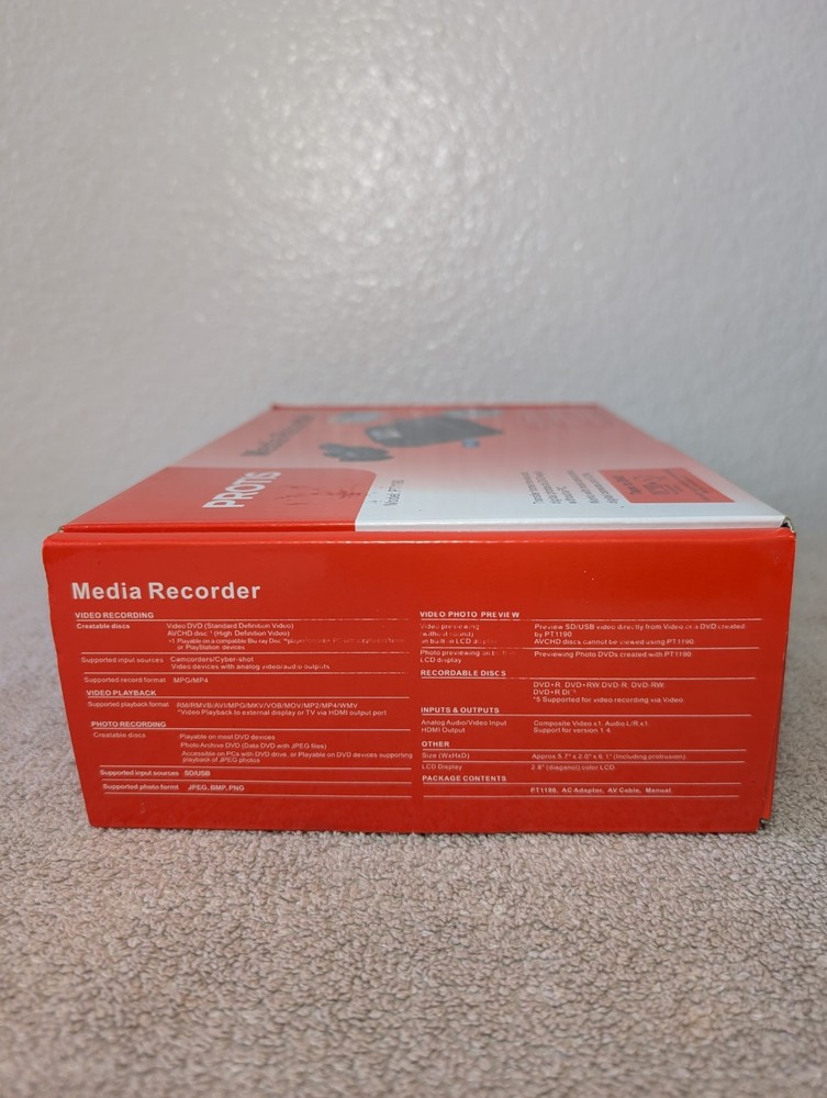PROTIS Multi-function Media Recorder PT1190 *New* *Opened Box*
