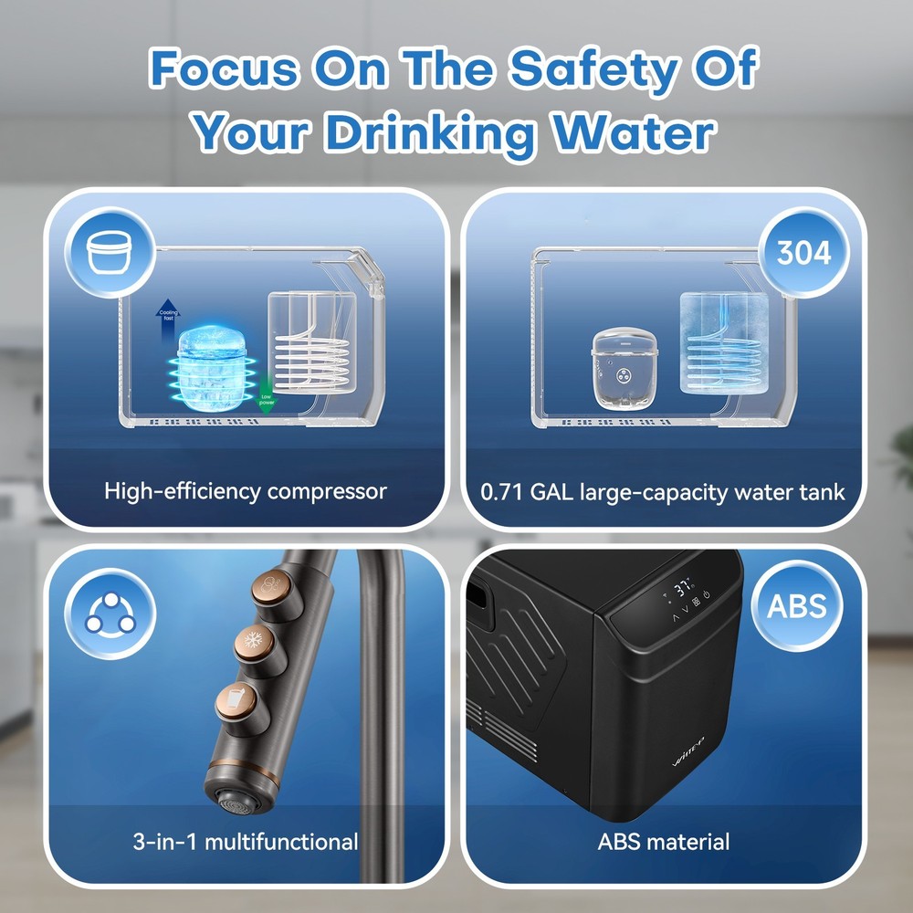 3-in-1 Under Sink Sparkling Water System, Chilled & Soda Dispenser, WiFi Control