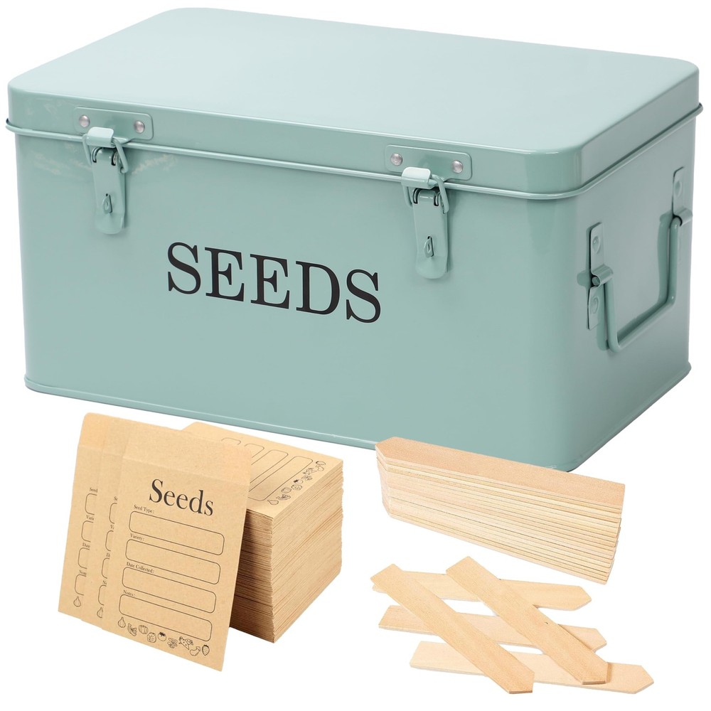 Large Modern Green Rectangular Metal Storage with 4 Compartments and 40 Envel...
