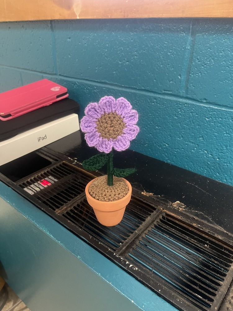 Crocheted Flower/Sunflower In A Pot