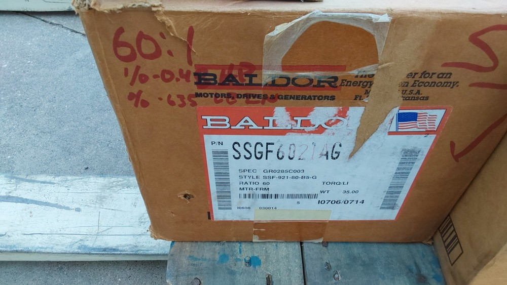 BALDOR SSGF6021AG 60:1 RATIO LOCATION P-3